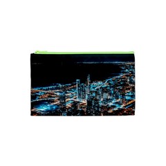 Aerial Photography Of Lighted High Rise Buildings Cosmetic Bag (xs) by Modalart