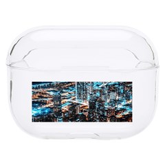 Aerial Photography Of Lighted High Rise Buildings Hard Pc Airpods Pro Case by Modalart