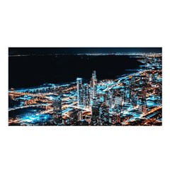 Aerial Photography Of Lighted High Rise Buildings Satin Shawl 45  X 80  by Modalart