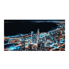 Aerial Photography Of Lighted High Rise Buildings Satin Wrap 35  X 70  by Modalart