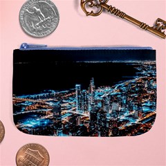 Aerial Photography Of Lighted High Rise Buildings Large Coin Purse by Modalart