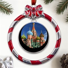 Saint Basil S Cathedral Metal Red Ribbon Round Ornament