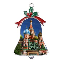 Saint Basil S Cathedral Metal Holly Leaf Bell Ornament by Modalart