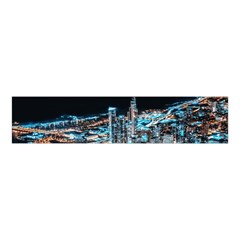 Aerial Photography Of Lighted High Rise Buildings Velvet Scrunchie by Modalart