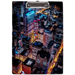 Aerial Photo Of Cityscape At Night A4 Acrylic Clipboard by Modalart