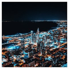 Aerial Photography Of Lighted High Rise Buildings Lightweight Scarf  by Modalart