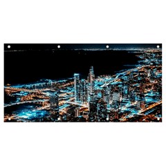 Aerial Photography Of Lighted High Rise Buildings Banner And Sign 8  X 4  by Modalart