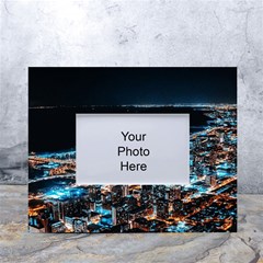 Aerial Photography Of Lighted High Rise Buildings White Tabletop Photo Frame 4 x6  by Modalart