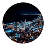 Aerial Photography Of Lighted High Rise Buildings Round Glass Fridge Magnet (4 pack) Front