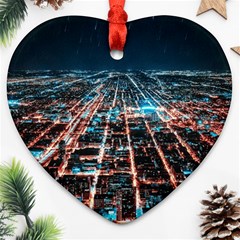 Aerial Shot Of Buildings Ornament (heart) by Modalart