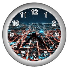 Aerial Shot Of Buildings Wall Clock (silver) by Modalart