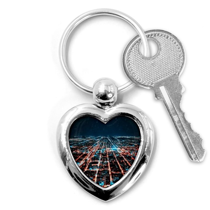 Aerial Shot Of Buildings Key Chain (Heart)