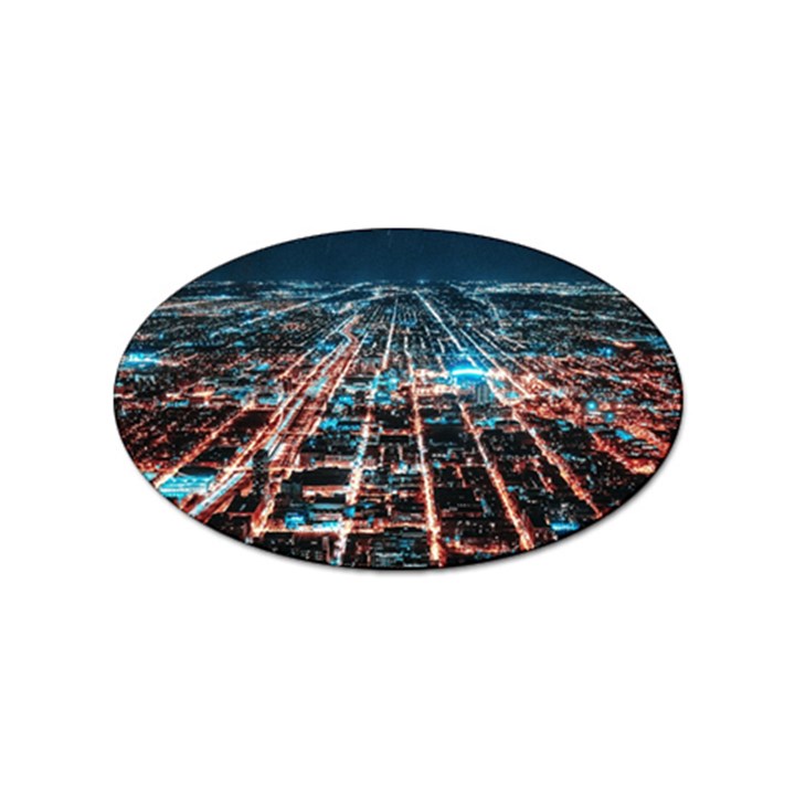 Aerial Shot Of Buildings Sticker Oval (10 pack)