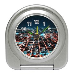 Aerial Shot Of Buildings Travel Alarm Clock by Modalart