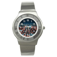 Aerial Shot Of Buildings Stainless Steel Watch by Modalart