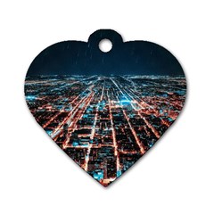 Aerial Shot Of Buildings Dog Tag Heart (one Side) by Modalart