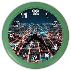 Aerial Shot Of Buildings Color Wall Clock by Modalart