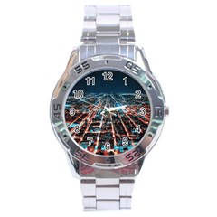 Aerial Shot Of Buildings Stainless Steel Analogue Watch by Modalart