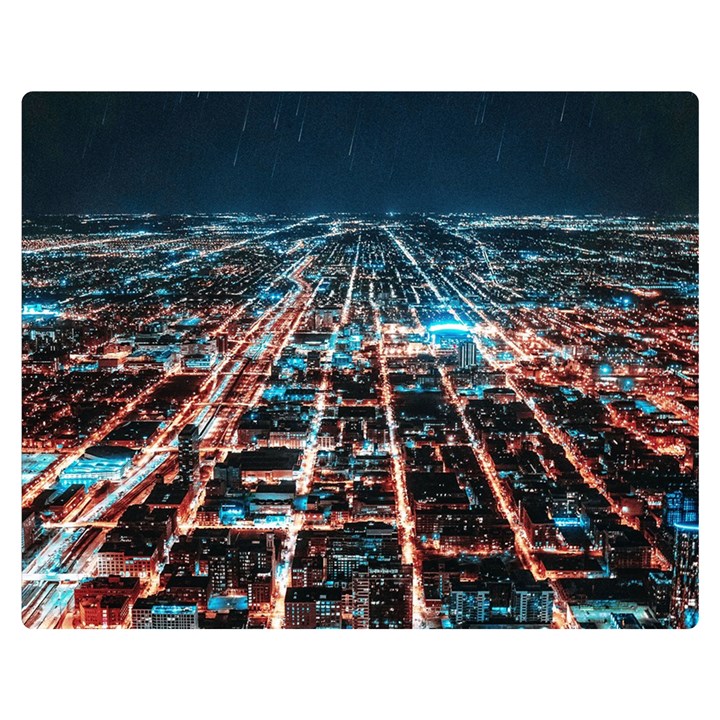 Aerial Shot Of Buildings Two Sides Premium Plush Fleece Blanket (Medium)