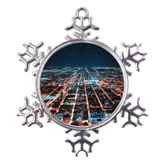 Aerial Shot Of Buildings Metal Large Snowflake Ornament by Modalart