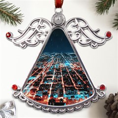 Aerial Shot Of Buildings Metal Angel With Crystal Ornament by Modalart