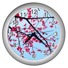 Beautiful Tree Flowers Wall Clock (silver) by 1212