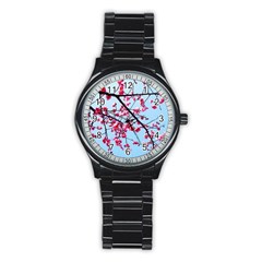 Beautiful Tree Flowers Stainless Steel Round Watch by 1212