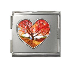 Beautiful Tree Flowers Mega Link Heart Italian Charm (18mm) by 1212