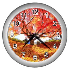 Beautiful Tree Flowers Wall Clock (silver) by 1212