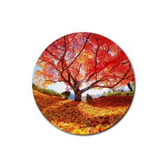 Beautiful Tree Flowers Rubber Coaster (round) by 1212