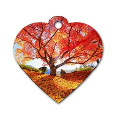 Beautiful Tree Flowers Dog Tag Heart (one Side) by 1212