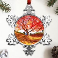 Beautiful Tree Flowers Metal Small Snowflake Ornament by 1212