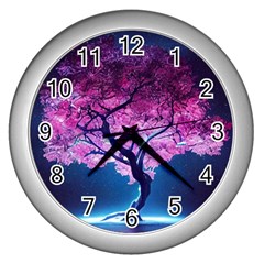 Beautiful Tree Flowers Wall Clock (silver) by 1212