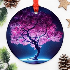 Beautiful Tree Flowers Round Ornament (two Sides) by 1212