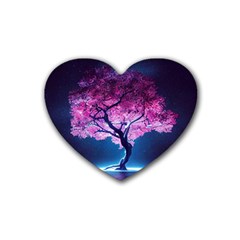 Beautiful Tree Flowers Rubber Coaster (heart) by 1212