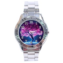 Beautiful Tree Flowers Stainless Steel Analogue Watch by 1212