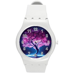 Beautiful Tree Flowers Round Plastic Sport Watch (m) by 1212