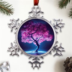 Beautiful Tree Flowers Metal Large Snowflake Ornament by 1212