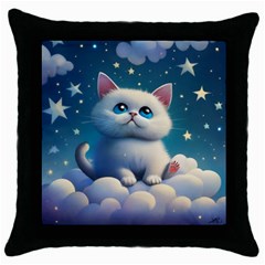 Cat On The Sky Throw Pillow Case (black) by 1212