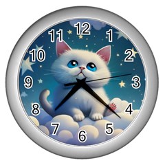 Cat On The Sky Wall Clock (silver) by 1212