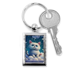 Cat On The Sky Key Chain (rectangle) by 1212