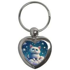 Cat On The Sky Key Chain (heart) by 1212