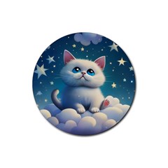 Cat On The Sky Rubber Coaster (round) by 1212