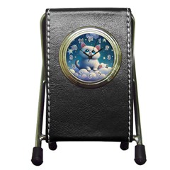 Cat On The Sky Pen Holder Desk Clock by 1212