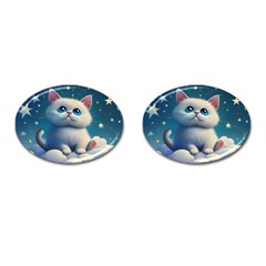 Cat On The Sky Cufflinks (oval) by 1212