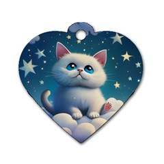 Cat On The Sky Dog Tag Heart (two Sides) by 1212