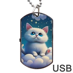 Cat On The Sky Dog Tag Usb Flash (one Side) by 1212