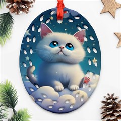 Cat On The Sky Oval Filigree Ornament (two Sides) by 1212