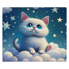 Cat On The Sky Two Sides Premium Plush Fleece Blanket (small) by 1212