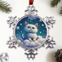 Cat On The Sky Metal Large Snowflake Ornament by 1212